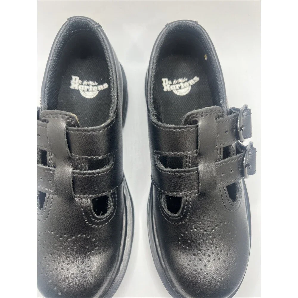 Dr. Martens 8065 Black Smooth Leather Mary Jane Shoes•Girls Size 1 (Big Kid) EUC